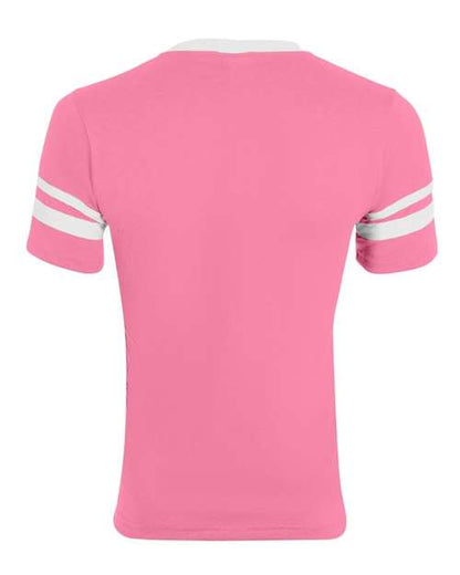Augusta Sportswear V-Neck Jersey with Striped Sleeves 360 Pink/ White