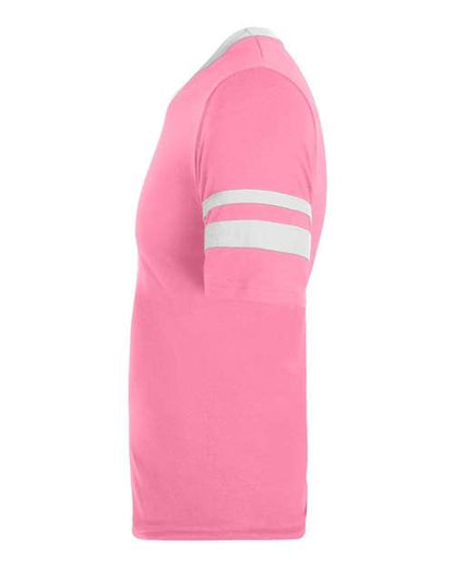Augusta Sportswear V-Neck Jersey with Striped Sleeves 360 Pink/ White
