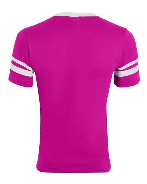 Augusta Sportswear V-Neck Jersey with Striped Sleeves 360 Power Pink/ White