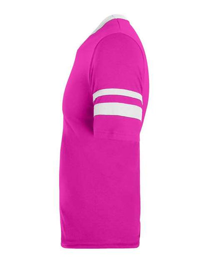 Augusta Sportswear V-Neck Jersey with Striped Sleeves 360 Power Pink/ White