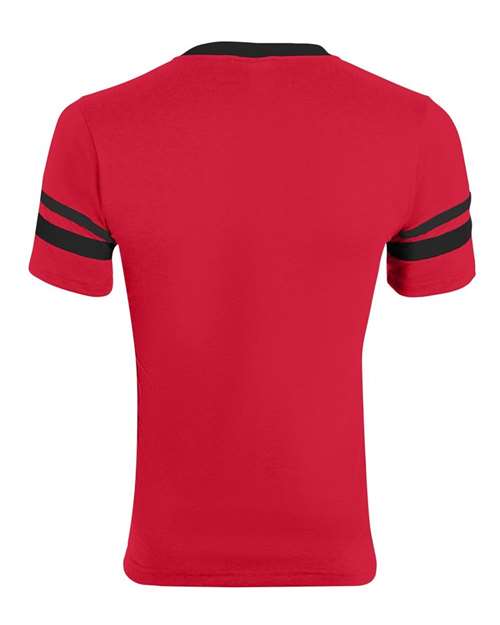 Augusta Sportswear V-Neck Jersey with Striped Sleeves 360 Red/ Black