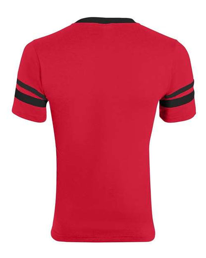 Augusta Sportswear V-Neck Jersey with Striped Sleeves 360 Red/ Black