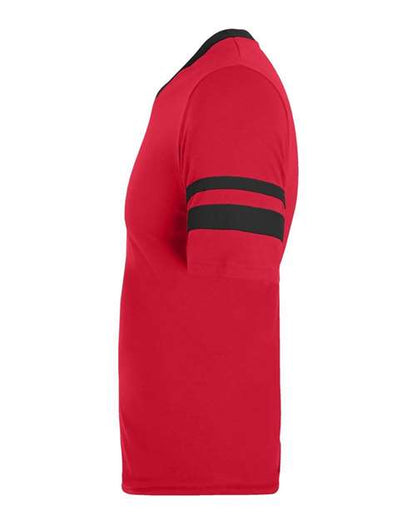 Augusta Sportswear V-Neck Jersey with Striped Sleeves 360 Red/ Black