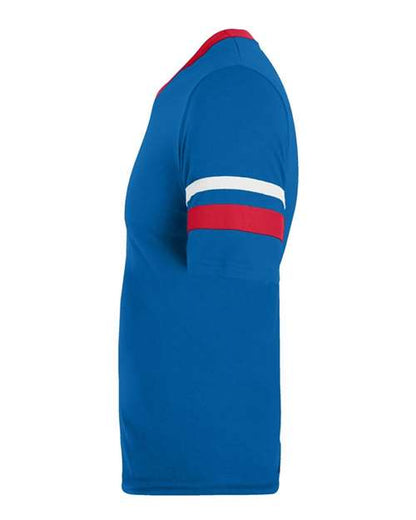 Augusta Sportswear V-Neck Jersey with Striped Sleeves 360 Royal/ Red/ White