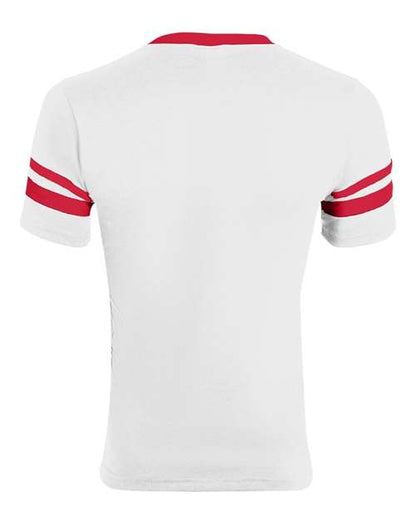 Augusta Sportswear V-Neck Jersey with Striped Sleeves 360 White/ Red