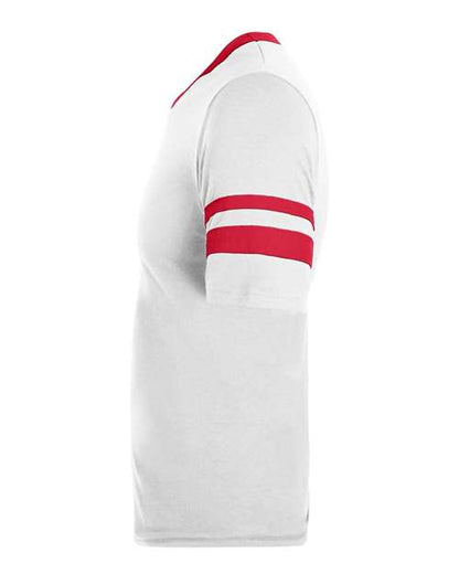 Augusta Sportswear V-Neck Jersey with Striped Sleeves 360 White/ Red