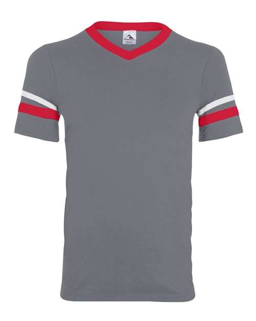 Augusta Sportswear Youth V-Neck Jersey with Striped Sleeves 361