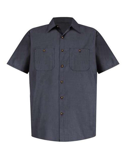 Red Kap Industrial Short Sleeve Work Shirt SP24 Black Custom Embroidered Business Logo