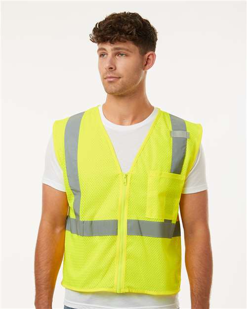 Custom Embroidered  Kishigo Single Pocket Zipper Mesh Vest 1089-1090  