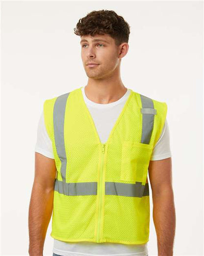 Custom Embroidered  Kishigo Single Pocket Zipper Mesh Vest 1089-1090  