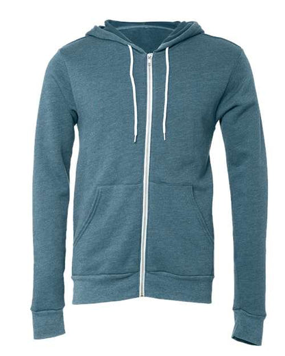 BELLA + CANVAS Sponge Fleece Full-Zip Hoodie 3739 Heather Deep Teal