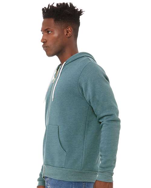 BELLA + CANVAS Sponge Fleece Full-Zip Hoodie 3739 Heather Deep Teal