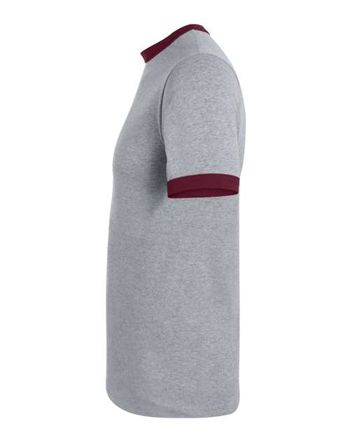 Augusta Sportswear 50/50 Ringer T-Shirt 710 Athletic Heather/ Maroon