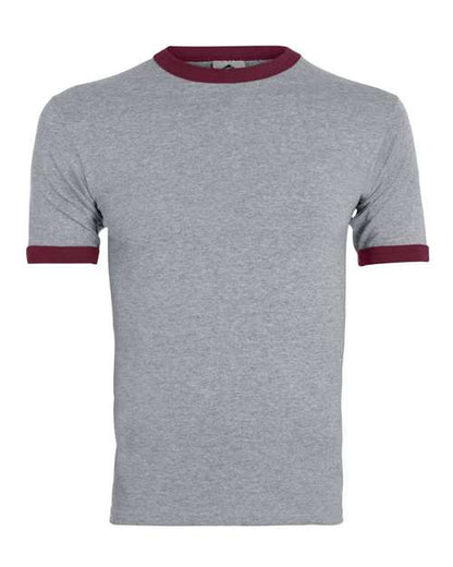 Augusta Sportswear 50/50 Ringer T-Shirt 710 Athletic Heather/ Maroon