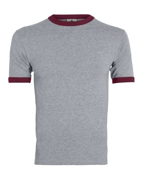 Augusta Sportswear 50/50 Ringer T-Shirt 710 Athletic Heather/ Maroon