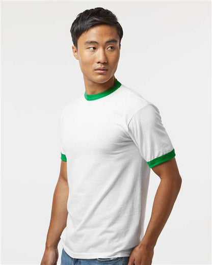 Augusta Sportswear 50/50 Ringer T-Shirt 710 White/ Kelly