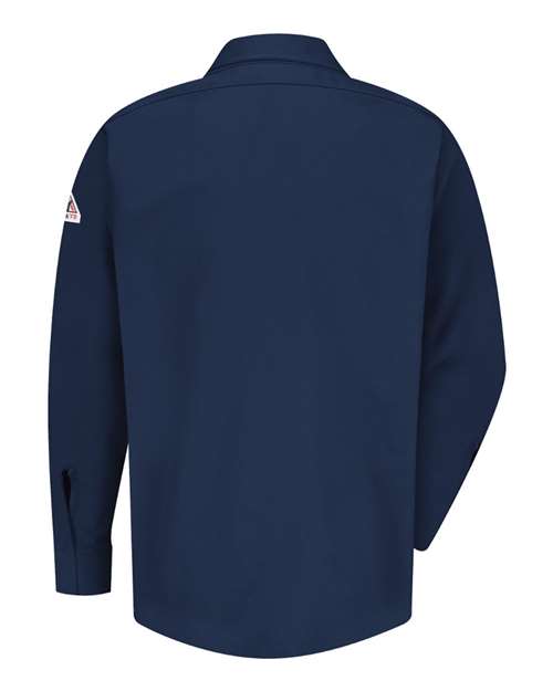 Custom EmbroideredBulwark Men's Concealed-Gripper Pocketless Work Shirt 5659 Navy