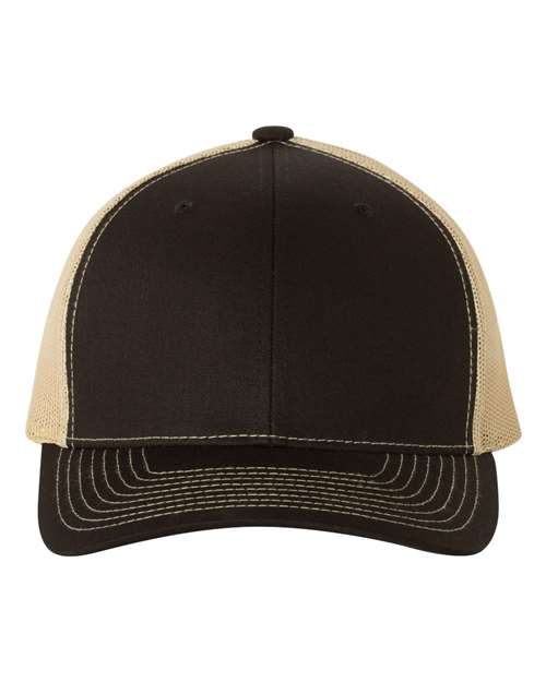 Richardson Snapback Trucker Cap 112 Black/ Vegas Gold Custom Embroidered Business Logo