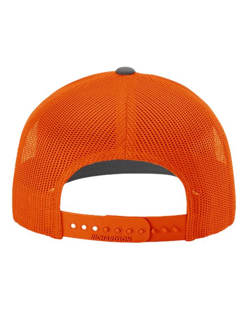 Richardson Snapback Trucker Cap 112 Charcoal/ Orange Custom Embroidered Business Logo