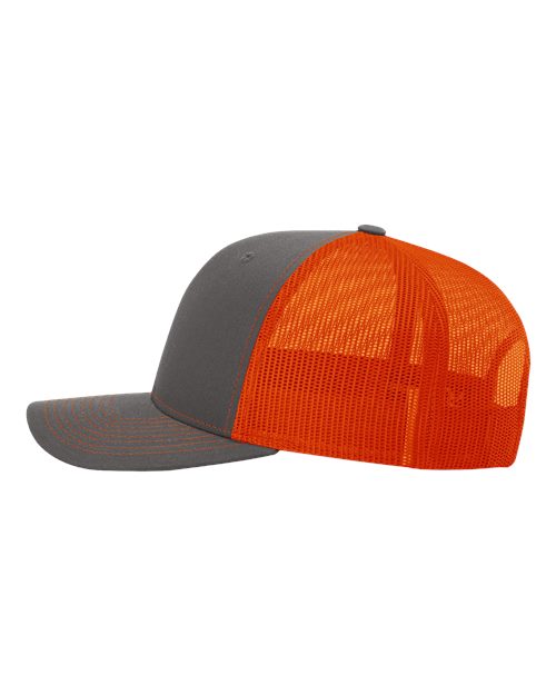 Richardson Snapback Trucker Cap 112 Charcoal/ Orange Custom Embroidered Business Logo