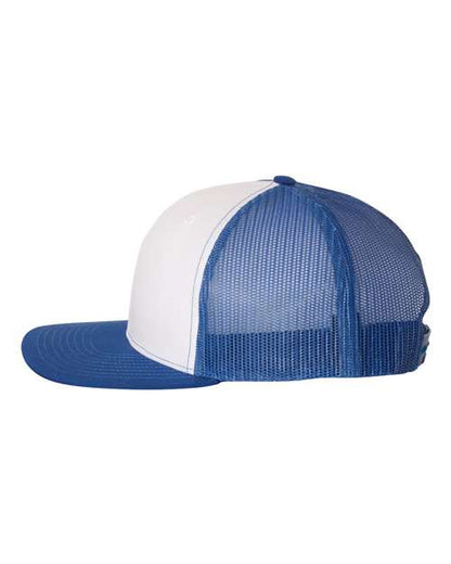 Richardson Snapback Trucker Cap 112 White/ Royal Custom Embroidered Business Logo