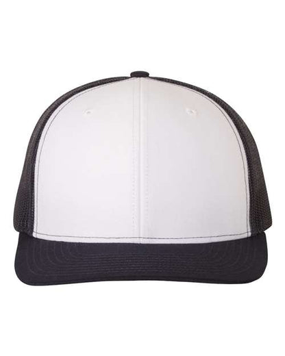 Richardson Snapback Trucker Cap 112 White/ Navy Custom Embroidered Business Logo