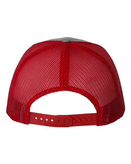 Richardson Snapback Trucker Cap 112 Heather Grey/ Red Custom Embroidered Business Logo