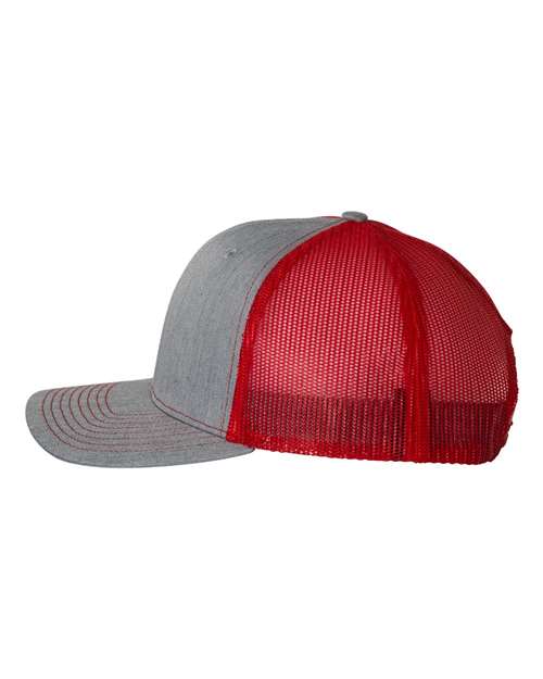 Richardson Snapback Trucker Cap 112 Heather Grey/ Red Custom Embroidered Business Logo