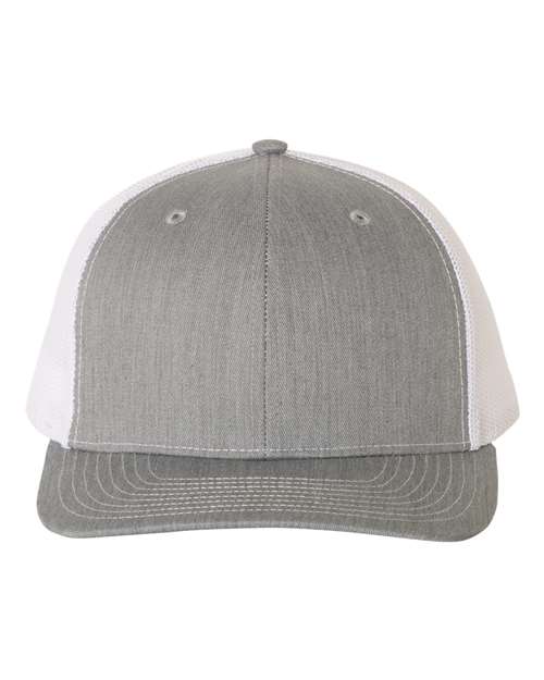 Richardson Snapback Trucker Cap 112 Heather Grey/ White Custom Embroidered Business Logo