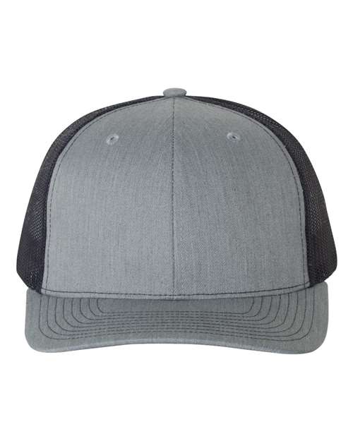 Richardson Snapback Trucker Cap 112 Heather Grey/ Light Grey Custom Embroidered Business Logo