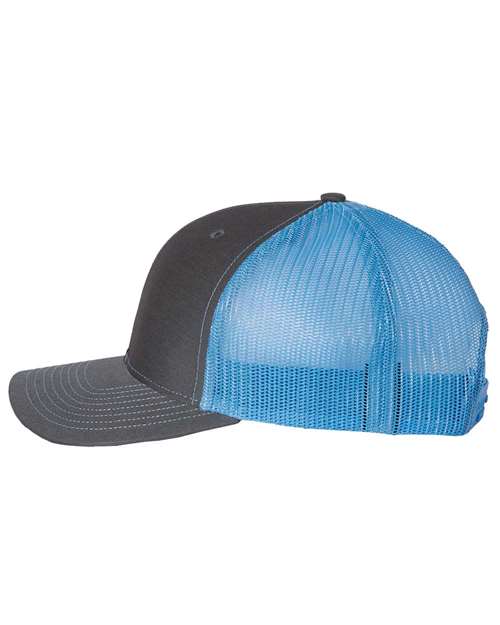 Richardson Snapback Trucker Cap 112 Charcoal/ Columbia Blue Custom Embroidered Business Logo