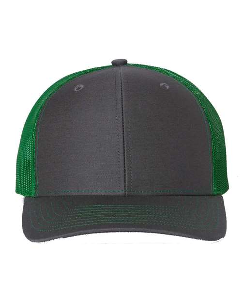 Richardson Snapback Trucker Cap 112 Charcoal/ Kelly Custom Embroidered Business Logo