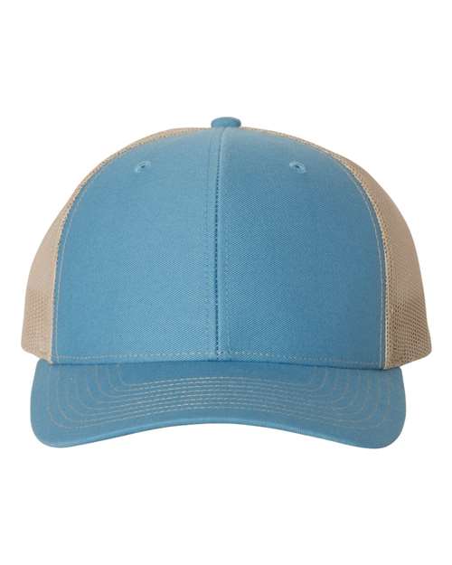 Richardson Snapback Trucker Cap 112 Columbia Blue/ Khaki Custom Embroidered Business Logo