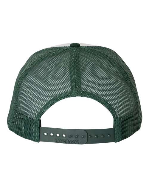 Richardson Snapback Trucker Cap 112 White/ Dark Green Custom Embroidered Business Logo