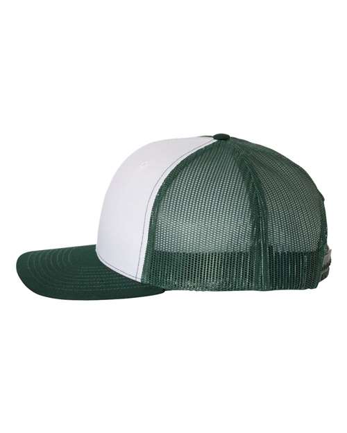 Richardson Snapback Trucker Cap 112 White/ Dark Green Custom Embroidered Business Logo