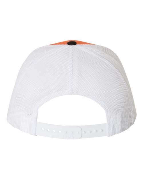 Richardson Snapback Trucker Cap 112 Orange/ White/ Black Custom Embroidered Business Logo