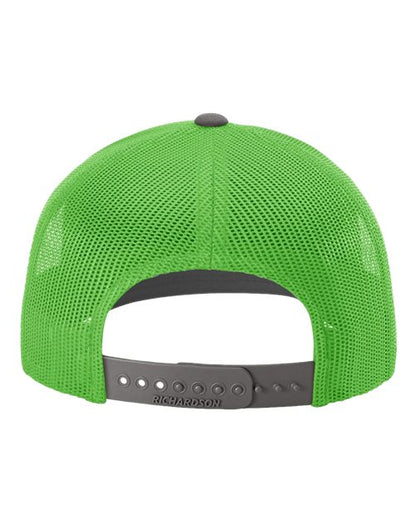 Richardson Snapback Trucker Cap 112 Charcoal/ Neon Green Custom Embroidered Business Logo