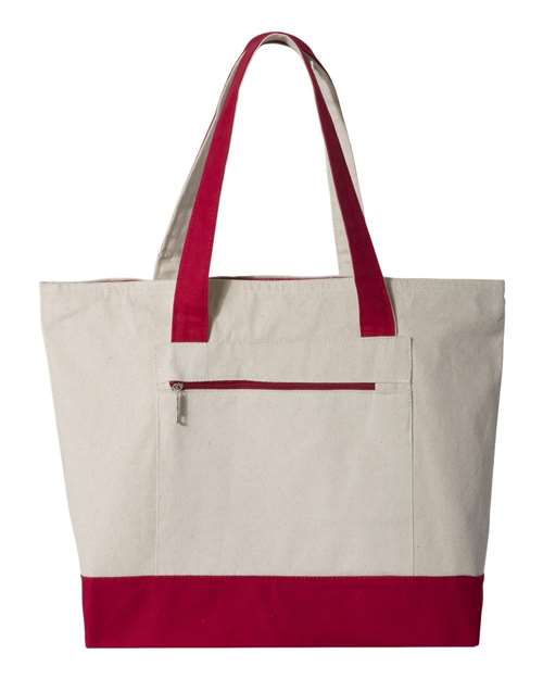 Q-Tees 19L Zippered Tote Q1300 Custom Embroidered Business Logo