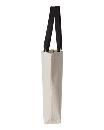 Q-Tees 11L Canvas Tote with Contrast-Color Handles Q4400 Custom Embroidered Business Logo