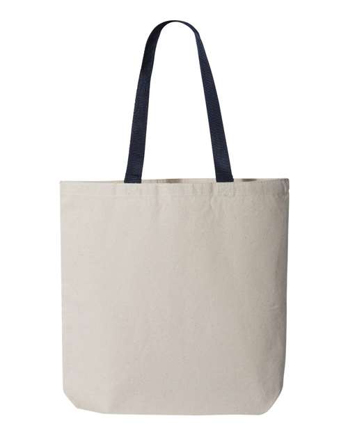 Q-Tees 11L Canvas Tote with Contrast-Color Handles Q4400 Custom Embroidered Business Logo