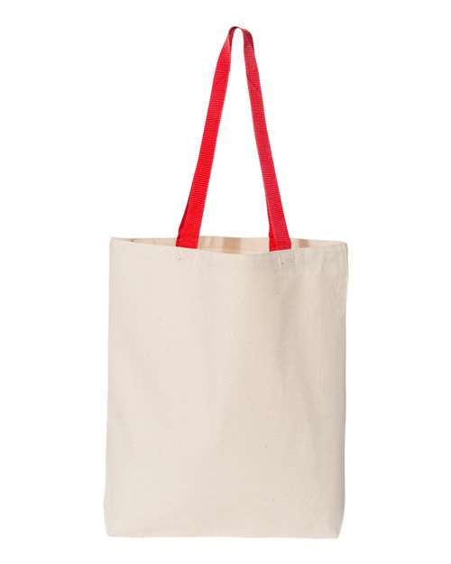 Q-Tees 11L Canvas Tote with Contrast-Color Handles Q4400 Custom Embroidered Business Logo