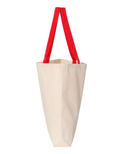 Q-Tees 11L Canvas Tote with Contrast-Color Handles Q4400 Custom Embroidered Business Logo