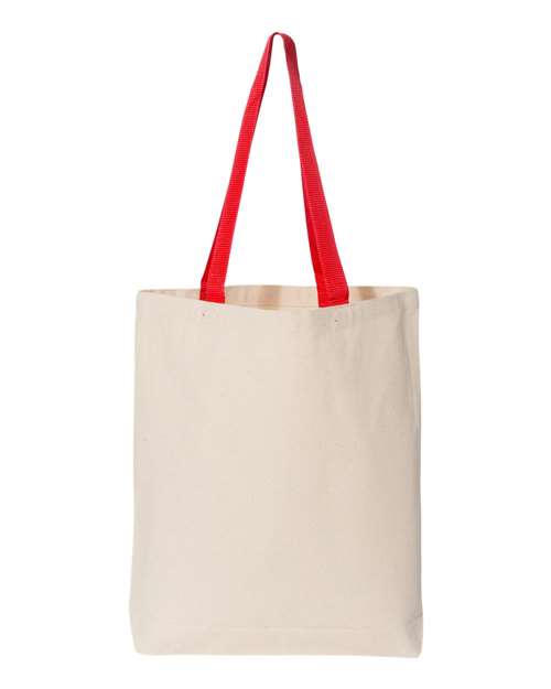 Q-Tees 11L Canvas Tote with Contrast-Color Handles Q4400 Custom Embroidered Business Logo