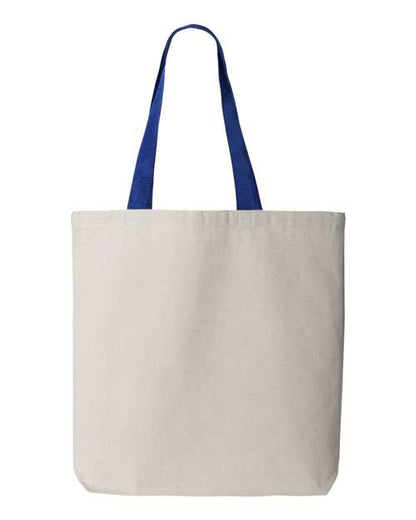 Q-Tees 11L Canvas Tote with Contrast-Color Handles Q4400 Custom Embroidered Business Logo