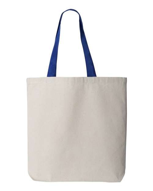 Q-Tees 11L Canvas Tote with Contrast-Color Handles Q4400 Custom Embroidered Business Logo