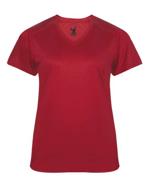 Custom EmbroideredBadger Women's Ultimate SoftLock V-Neck T-Shirt 5874 Red