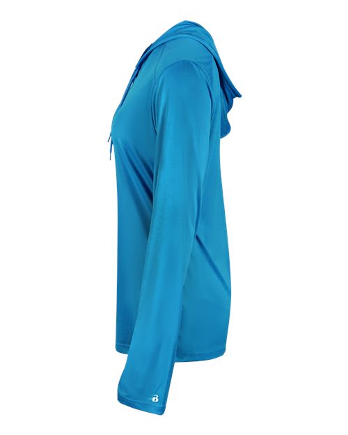 Badger Women's B-Core Long Sleeve Hooded T-Shirt 4165 Electric Blue