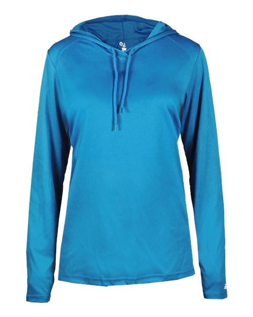 Badger Women's B-Core Long Sleeve Hooded T-Shirt 4165 Electric Blue