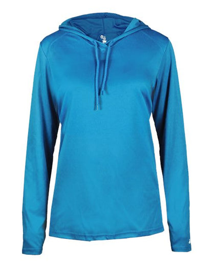Badger Women's B-Core Long Sleeve Hooded T-Shirt 4165 Electric Blue