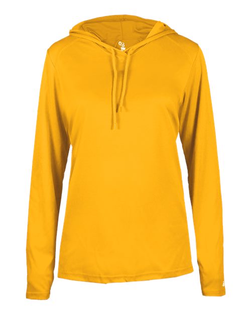 Badger Women's B-Core Long Sleeve Hooded T-Shirt 4165 Gold